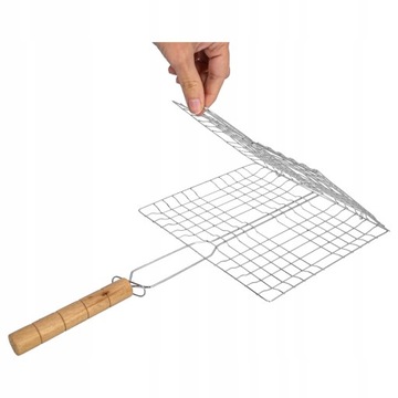 RUSZT DO GRILLA zamykany kosz stal kratka do grillowania ryb warzyw 21x23cm