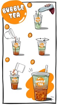 BUBBLE TEA - ZESTAW KUBKI SŁOMKI na 6x700ml JAGODA AGREST CYTRYNA TRUSKAWKA