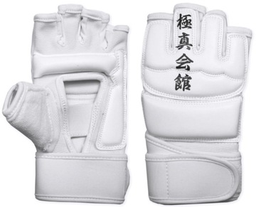 Rękawice karate Kyokushin napięstniki białe M wada wizualna