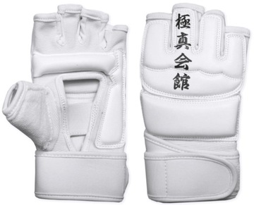 Rękawice karate Kyokushin napięstniki białe roz.L