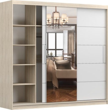 ШКАФ РАЗДВИЖНЫЙ 3-ДВЕРНЫЙ 230 с зеркалом Шкаф большой ПРЕМИУМ ЦВЕТА