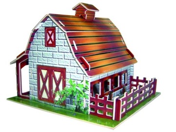 PUZZLE DREWNIANE 3D DOMEK DOMEK STODOŁA COLOR