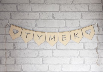 Girlanda drewniana z dowolnym napisem tabliczka