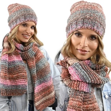 ПОЛЬСКИЙ Комплект из толстой шапки + шарфика и шарфика.