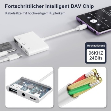 Аудиоадаптер USB-C на USB, мини-джек, USB-C