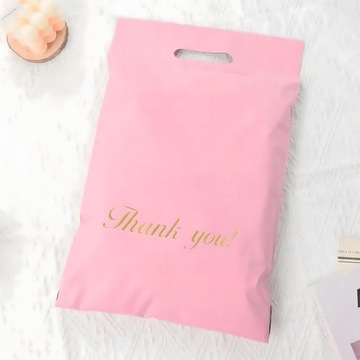 FOLIOPAKI KURIERSKIE RÓŻOWE Z RĄCZKĄ 310x420 + 70 50szt THANK YOU