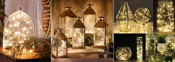 LAMPKI CHOINKOWE 50 LED BIAŁE CIEPŁE NA BATERIE DRUCIK LED AA