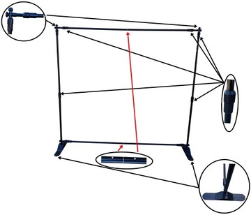 РЕГУЛИРУЕМАЯ РАМКА-СТОЙКА ЧЕРНАЯ настенная баннерная подставка