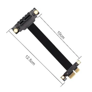 Ленточный удлинительный кабель PCI-E 1X RISER 4.0, 16 Гбит/с, 0–90 градусов для карты длиной 10 см