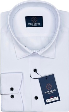 Elegancka wizytowa biała PREMIUM koszula męska z lycrą SLIM-FIT