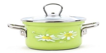 Rondel emaliowany ze szklaną pokrywką Daisy 16 cm 1,4 l