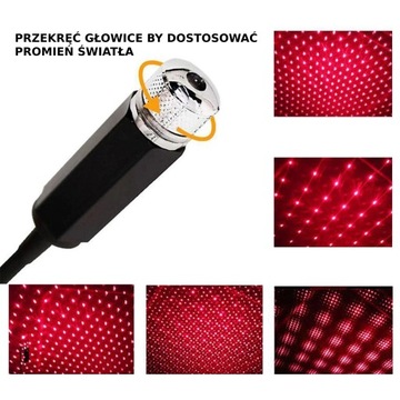 MINI PROJEKTOR GWIAZD LED USB AUTO LOŽNICE