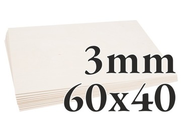 10x Sklejka Brzozowa - 3mm - 60x40cm - Onlywood