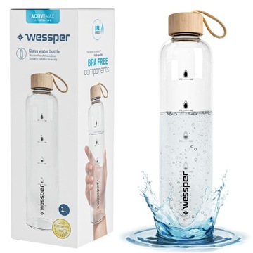 BIDON BUTELKA SZKLANA NA WODĘ SOK 1l BPA FREE