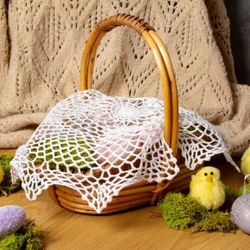 Салфетка БЕЛАЯ, овальная, большая, ДЛЯ ПАСХАЛЬНОЙ КОРЗИНКИ, крючком, 35х50