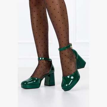 ЖЕНСКИЕ РАСКРАШЕННЫЕ ТУФЛИ НА БЛОЧНОМ КАБЛУКЕ С РЕМЕСКОМ ВОКРУГ лодыжки, размер 39