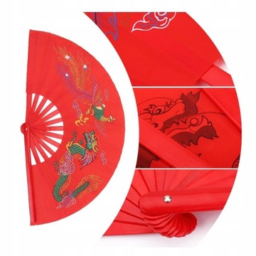Wachlarz do Kung Fu i Tai Chi Czerwony Fan