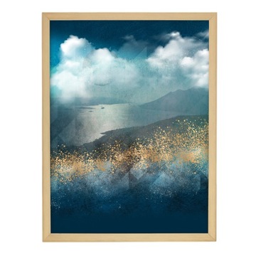 Dekoria Obraz Impression 30x40cm gold&navy