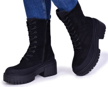 ЖЕНСКИЕ ЗАМШЕВЫЕ БОТИНКИ НА ПЛАТФОРМЕ НА ШНУРОВКЕ