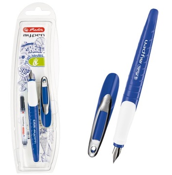 Pióro na naboje Herlitz My.pen NIEBIESKO-BIAŁE LEWORĘCZNE