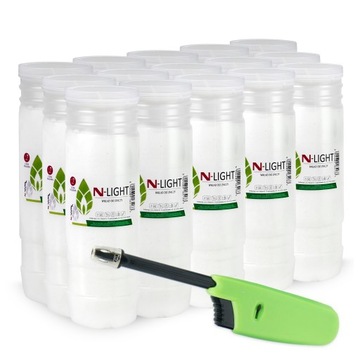 WKŁADY DO ZNICZY PARAFINOWE 7 DNI 168H 24 SZTUK ZNICZE + ZAPALARKA GRATIS