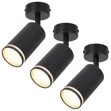 3x Lampa sufitowa kinkiet SPOT oprawa Czarna GU10 oświetlenie punktowe TUBA