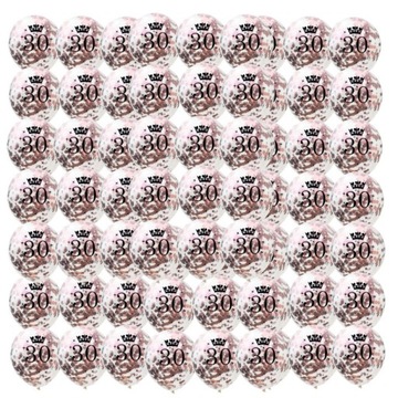 Balony 30 urodziny ROSE GOLD konfetti - 100 szt