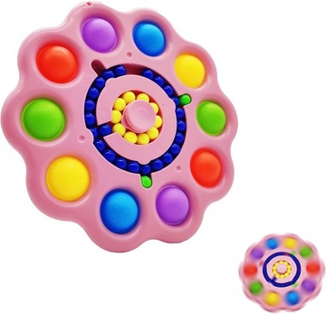 Fidget toy bubble magic dish push pop it spiner kręcący się bączek różowy