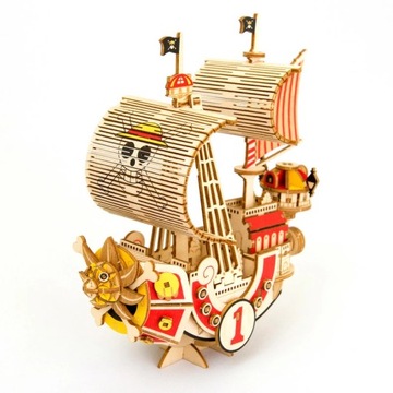 Drewniane Puzzle 3D - statek Thousand Sunny z anime One Piece