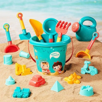 Пляжные игрушки для детей 18 элементов - ведра, инструменты, формочки