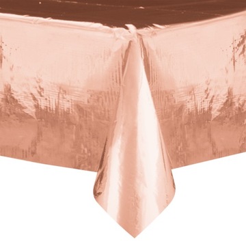 OBRUS FOLIOWY NA IMPREZĘ ROSE GOLD CHROM DUŻY 2,7m