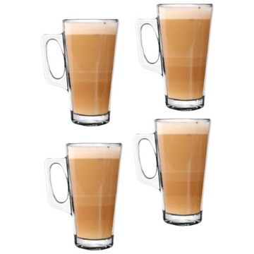 SZKLANKI 4 SZT. DO LATTE HERBATY KAWY 380 ML Z UCHEM ZESTAW WYSOKIE