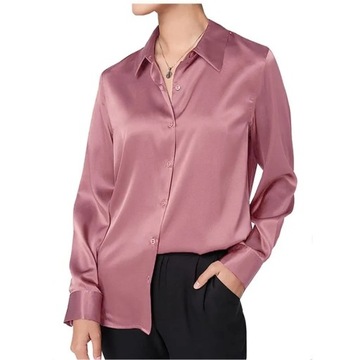 Fashion Casual Office Work Buttons Basic Satin Top