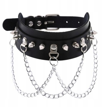 naszyjnik choker ćwieki kolce łańcuchy