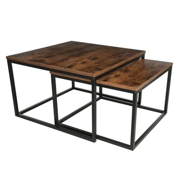ŁAWA 2w1 Stoliki Kawowe Kwadratowe 70x70 60x60 STOLIK Do Salonu LOFT