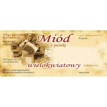 Paczka etykiet na miód wielokwiatowy 116x50