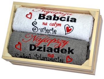 PREZENT ŚLUB ZESTAW RĘCZNIKÓW 70x140 SKRZYNKA Haft