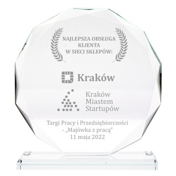 Statuetka Szklana z Grawerem na Podziękowania, Prezent, Nagrodę, Biznes