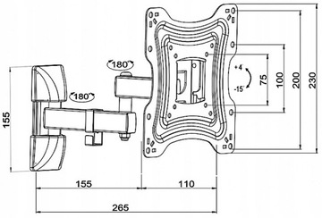 REGULOWANY UCHWYT Wieszak Telewizora VESA 10'-42'