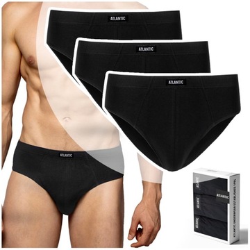 3x Slipy męskie ATLANTIC majtki 100% bawełniane classic czarne *XXL