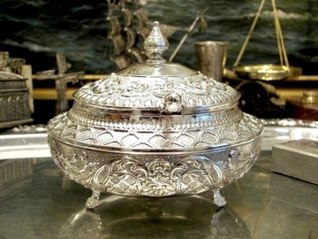 САМАЯ КРАСИВАЯ ПОСЕРЕБРЕННАЯ САХАРНИЦА НЛО С ЛОЖКОЙ ПОДАРОК ​​БАБУШКЕ