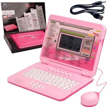 Laptop edukacyjny PL/ANG 160 Programów USB różowy