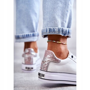 Белые тканевые кроссовки BIG STAR KK274037 на платформе R 39