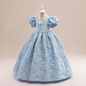 Zhongda Children's Long Skirt Bubble Sleeves Princess Skirt Walk Show Dress