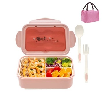 Lunch box 1400 ml Bento Box z łyżeczką i widelcem – bez BPA z torbą