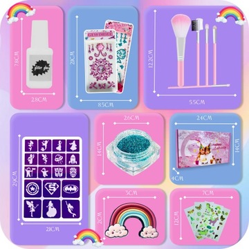 Блестящие татуировки 200+ шаблонов + 24 цвета полной комплект для детей