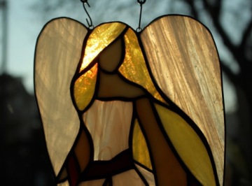 Витраж женщина ангел Подарок для нее Бежевый