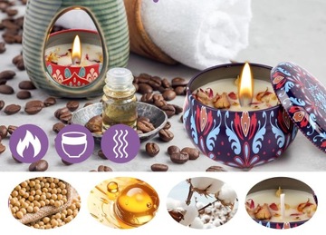 НАТУРАЛЬНЫЕ АРОМАТИЧЕСКИЕ СОЕВЫЕ СВЕЧИ ИЗЫСКАННЫЙ ПОДАРОЧНЫЙ НАБОР 4 ШТ.