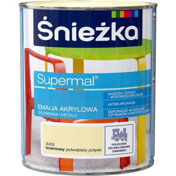 ŚNIEŻKA FARBA AKRYLOWA DO DREWNA METALU MALOWANIE ZABAWEK KREMOWY 0,8L