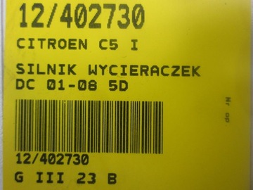 CITROEN C5 I MOTOR STĚRAČE PŘEDNÍ 0390241700 BOSCH